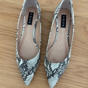 Aqua Black and White Snakeskin Flats